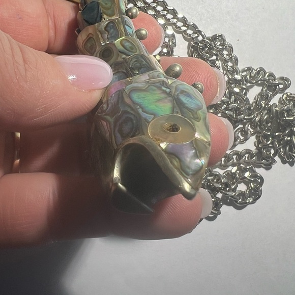 Vintage Abalone Articulated Fish Bottle Opener Mexican Silver - Picture 5 of 15